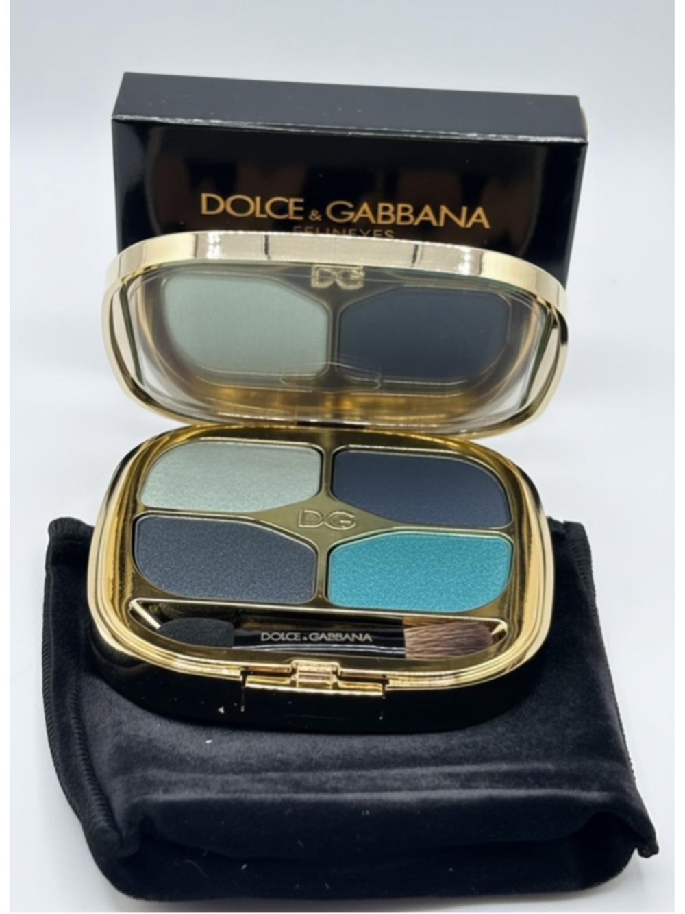 Dolce & Gabbana Felineyes Eyeshadow Quad 8 Mediterranean Blue Leopard Case New